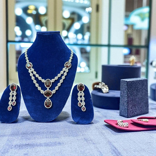 Bridal Ruby set with zirconia crystals