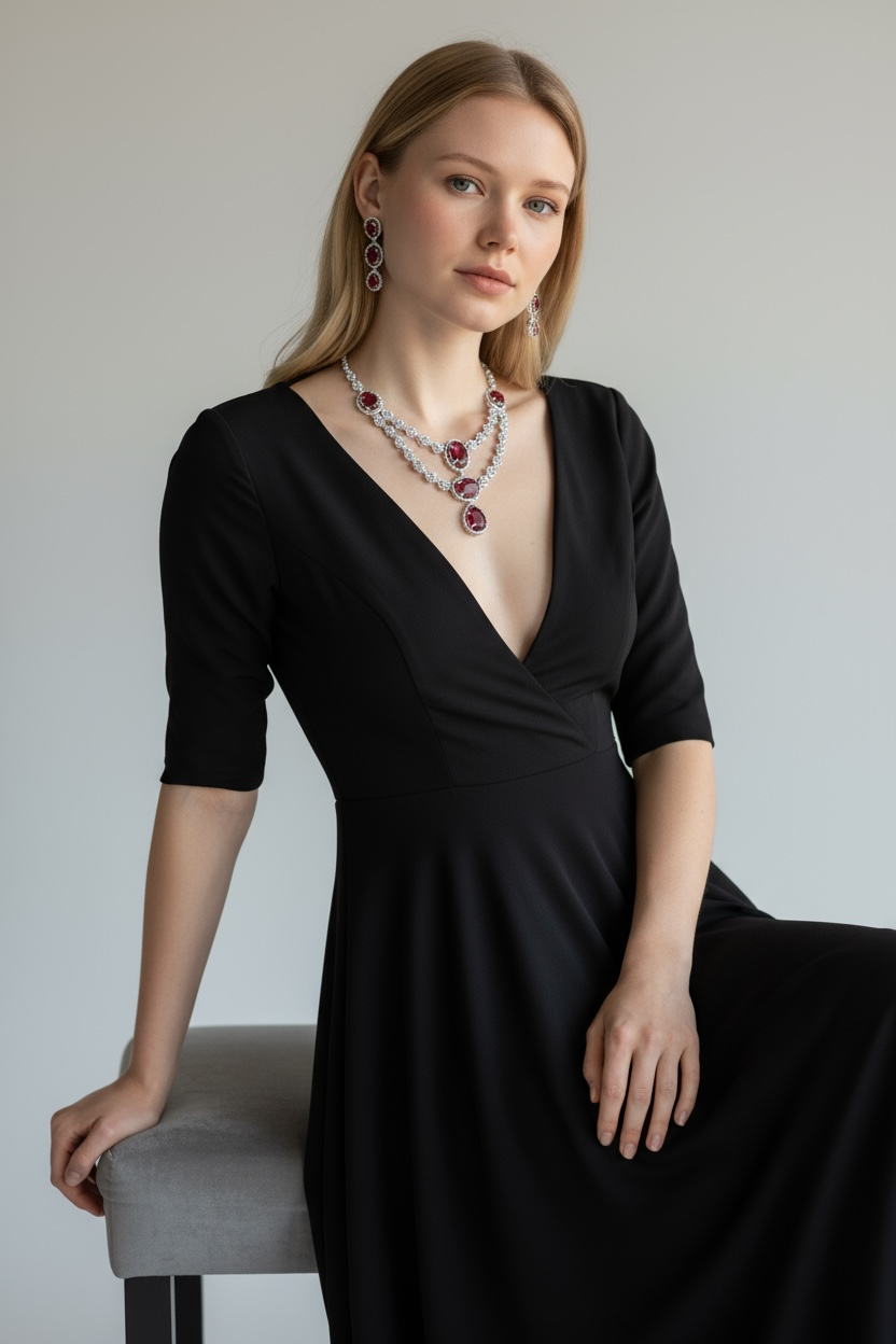 Bridal Ruby set with zirconia crystals