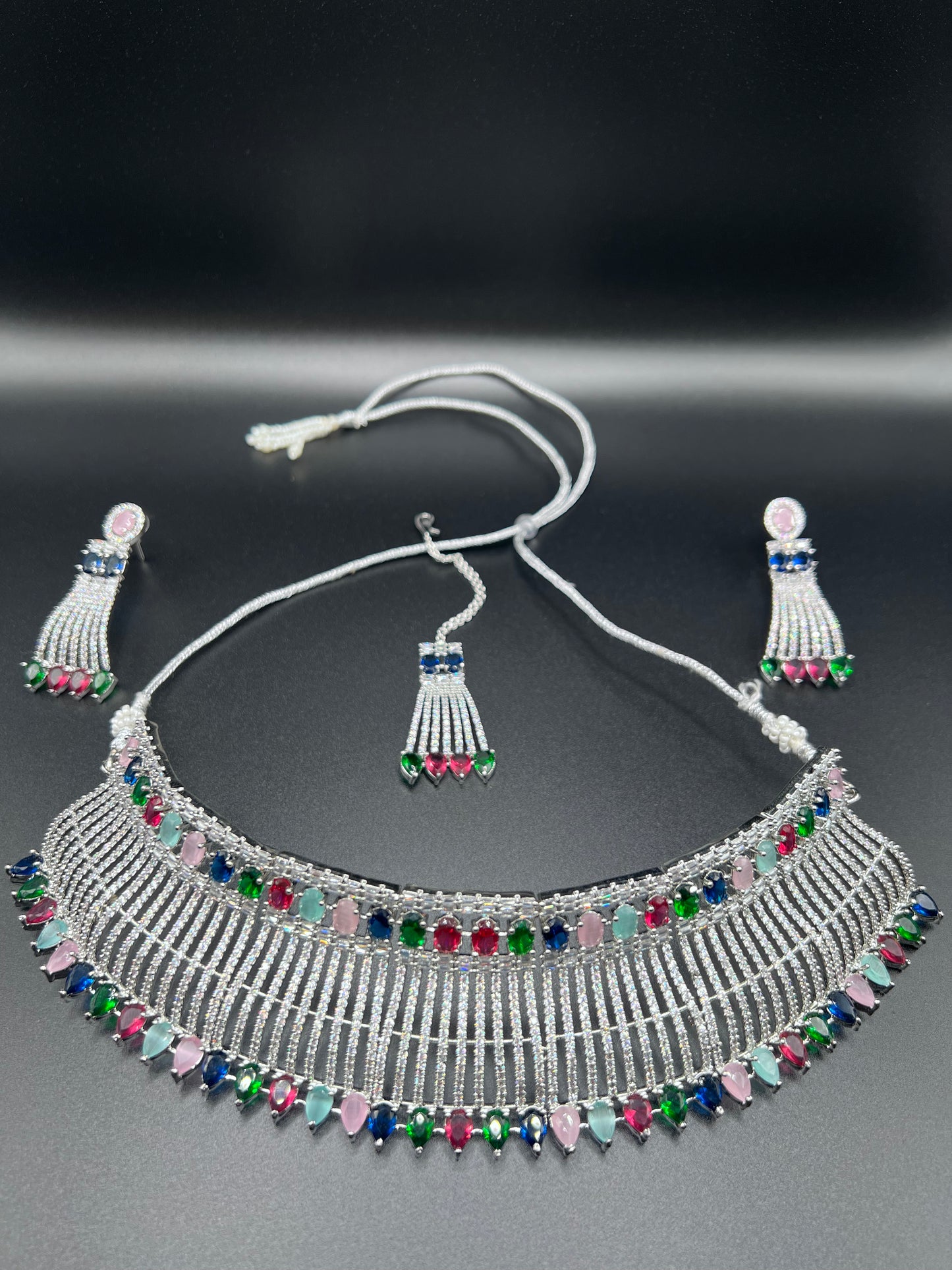 Royal Radiance Multicolour Cubic Zirconia Choker Set