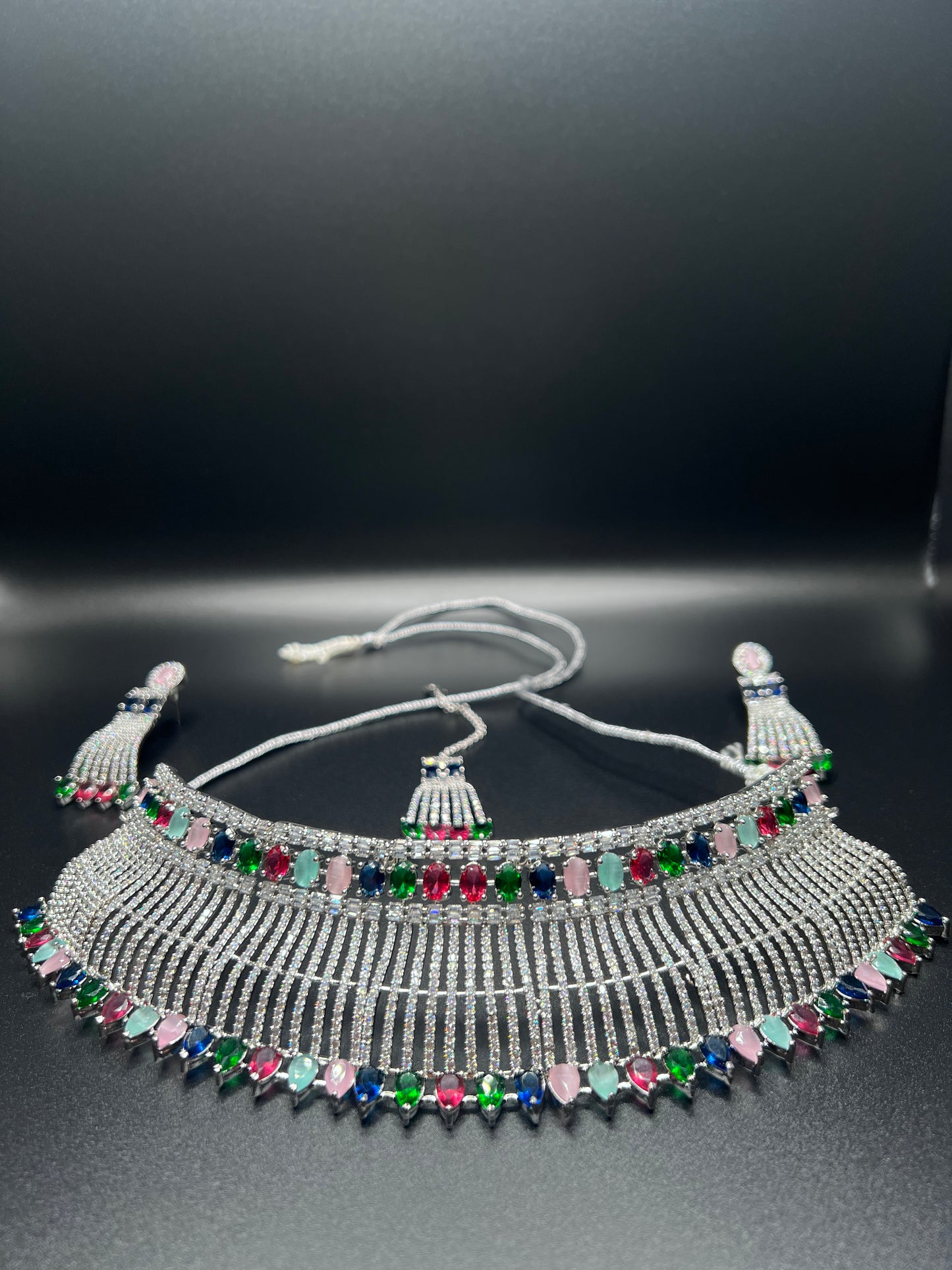 Royal Radiance Multicolour Cubic Zirconia Choker Set