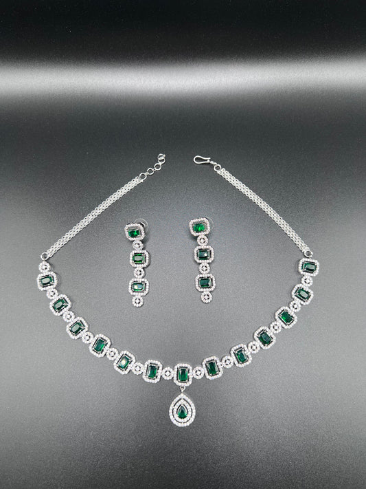 Elegant Aura Cubic Zirconia Necklace & Earring Set