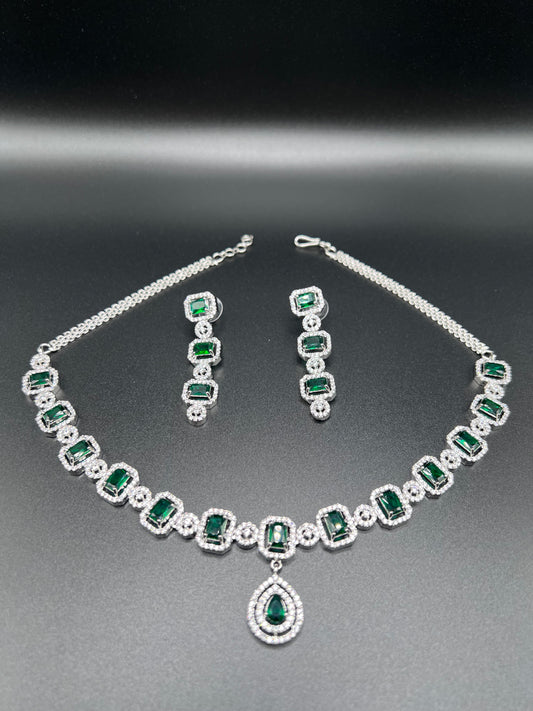 Elegant Aura Cubic Zirconia Necklace & Earring Set