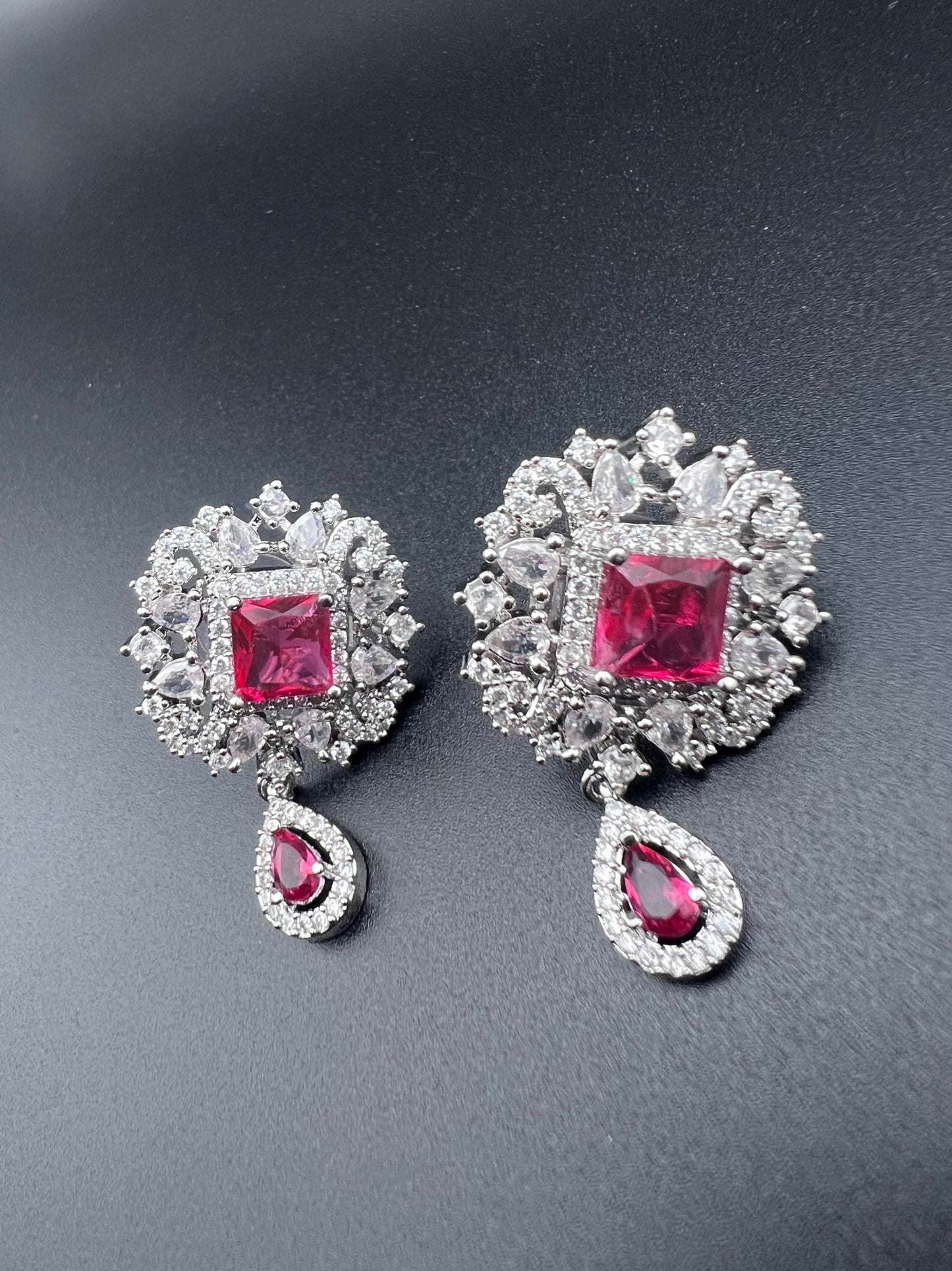 Crimson Majesty Layered Cubic Zirconia Necklace Set