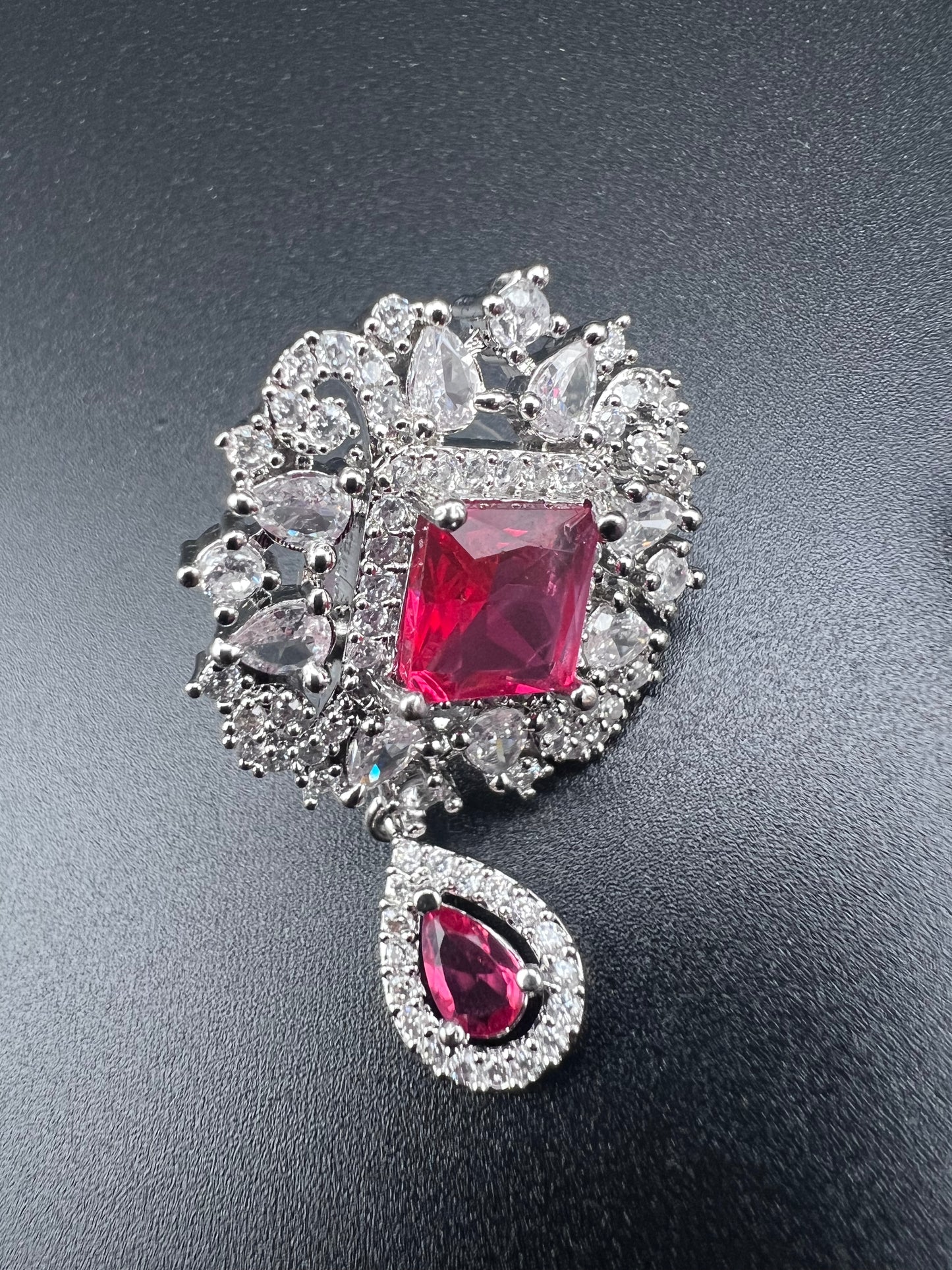 Crimson Majesty Layered Cubic Zirconia Necklace Set