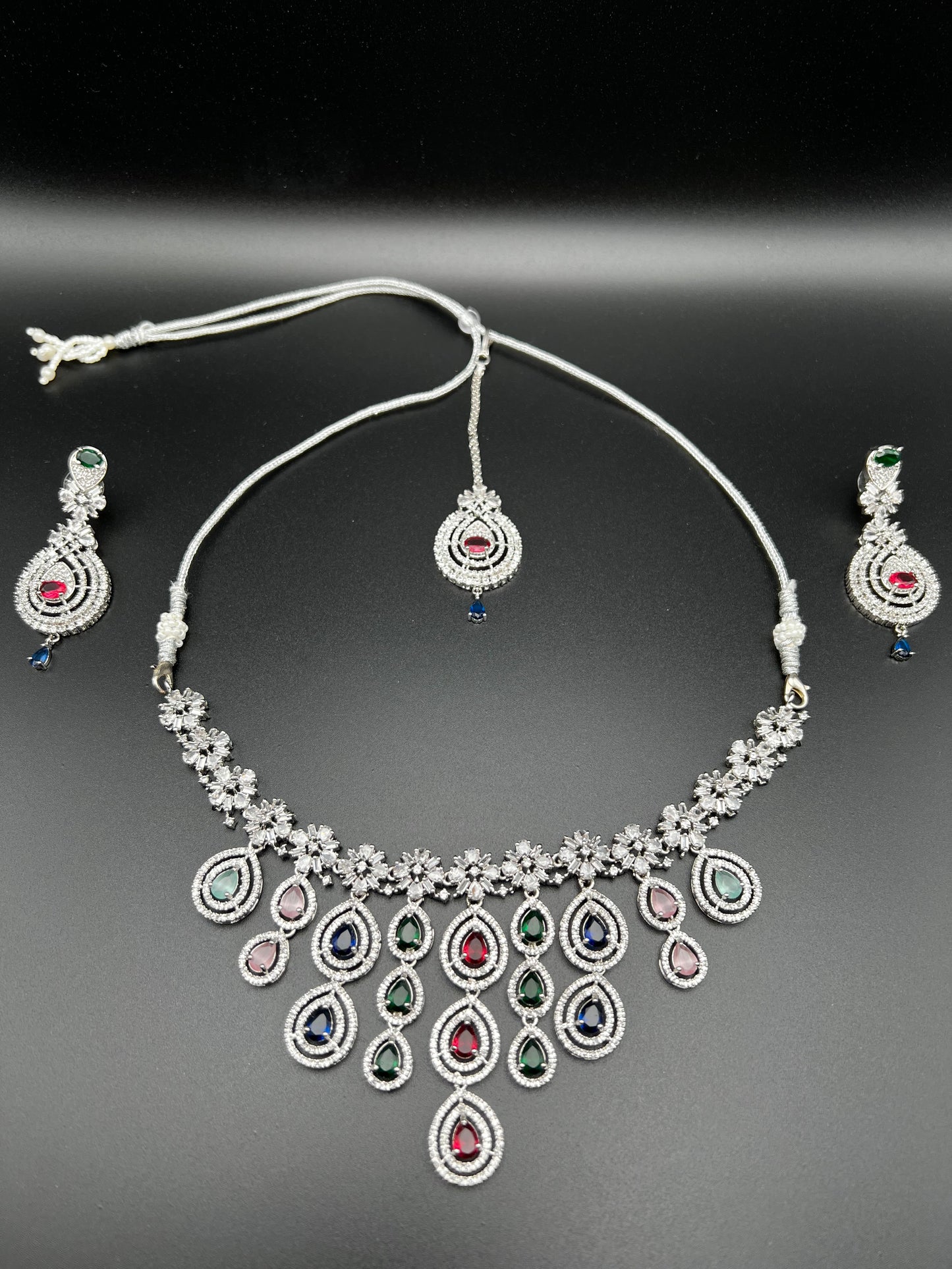 Elegant Multicolour Crystal Jewellery Set