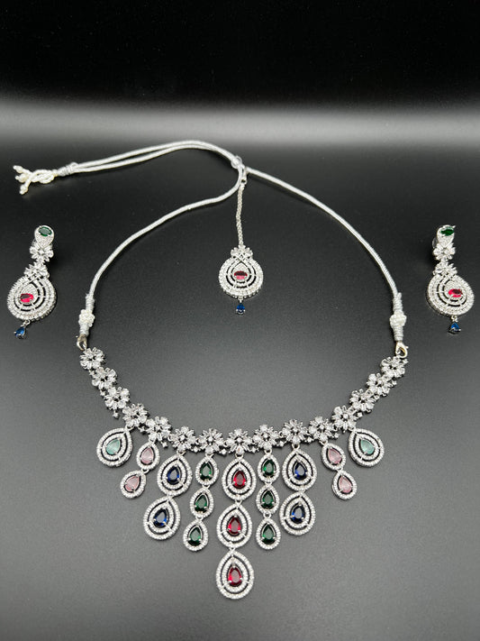 Elegant Multicolour Crystal Jewellery Set