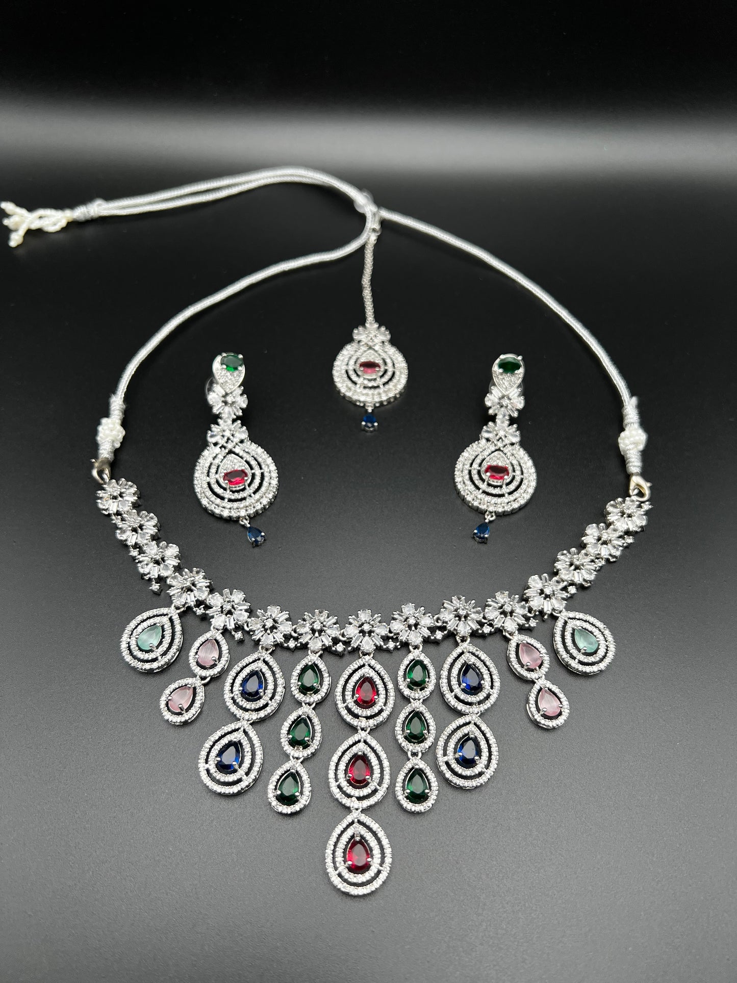 Elegant Multicolour Crystal Jewellery Set