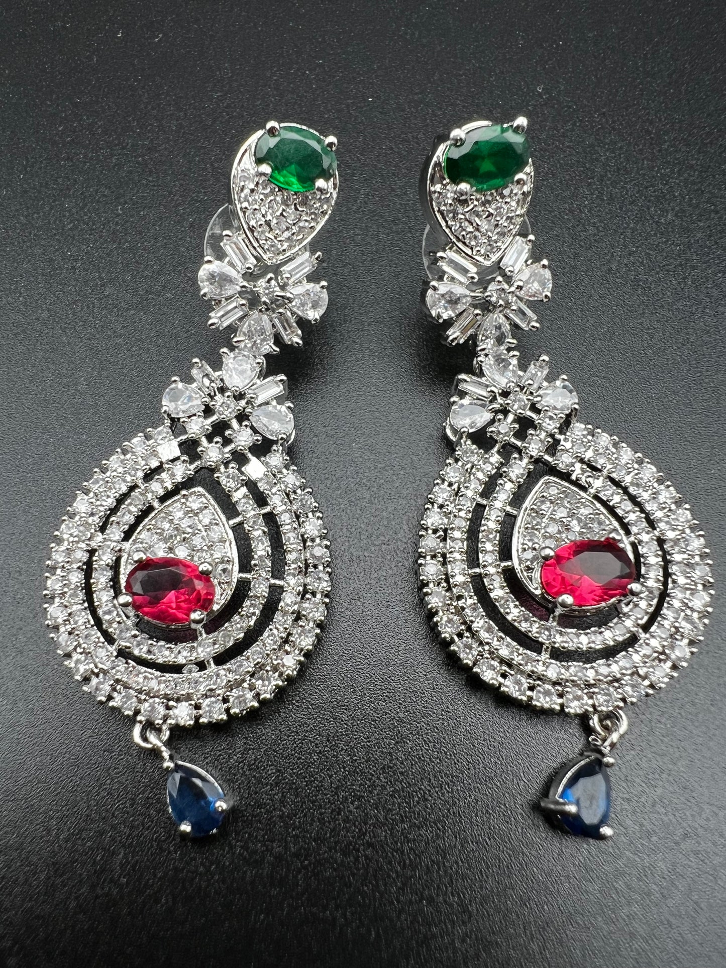 Elegant Multicolour Crystal Jewellery Set