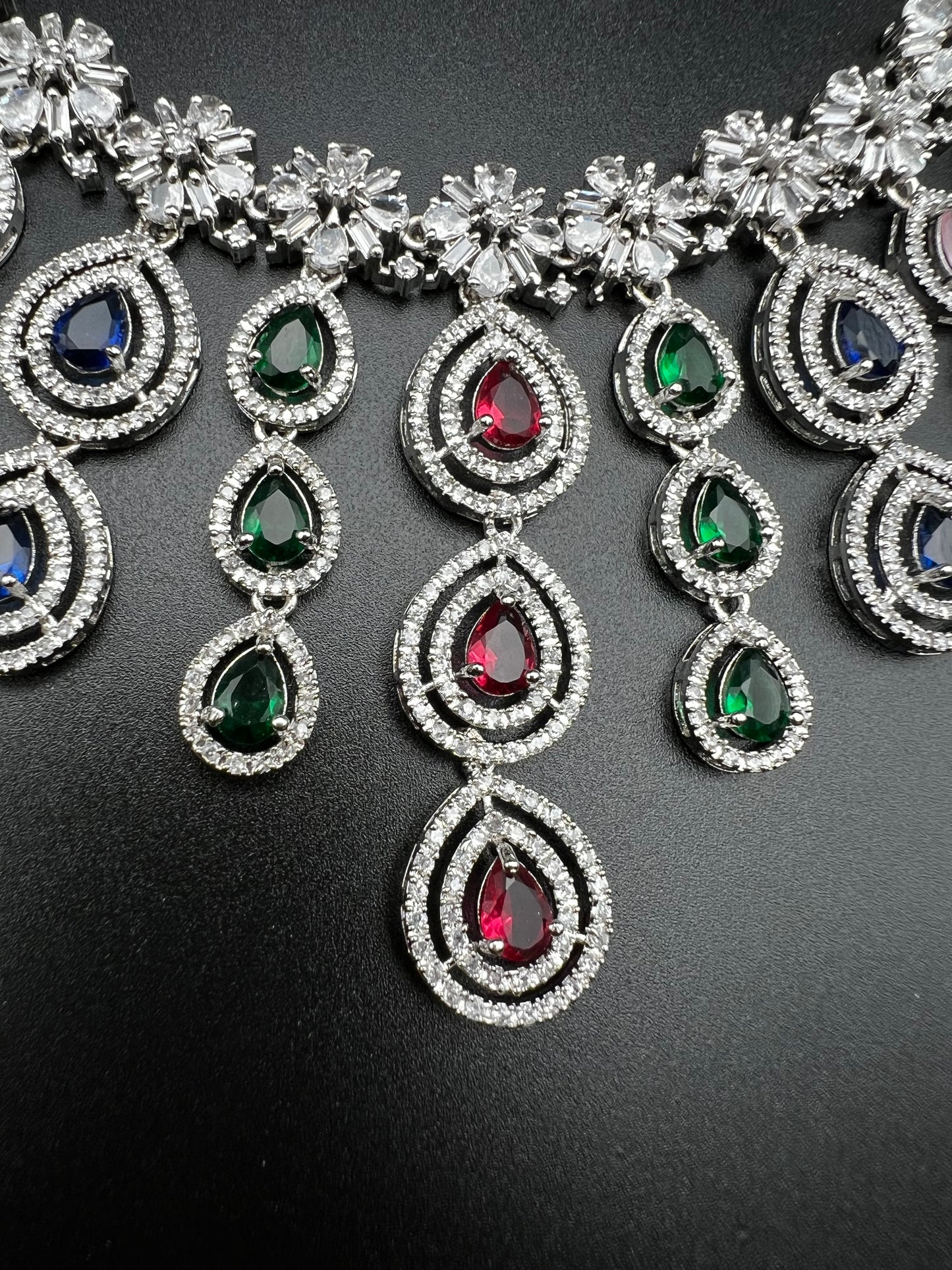 Elegant Multicolour Crystal Jewellery Set