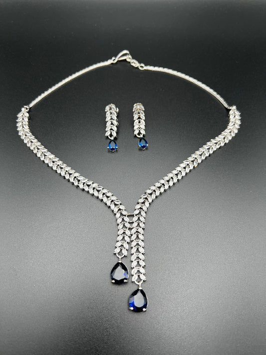 Classic Sapphire-Tone Drop Necklace