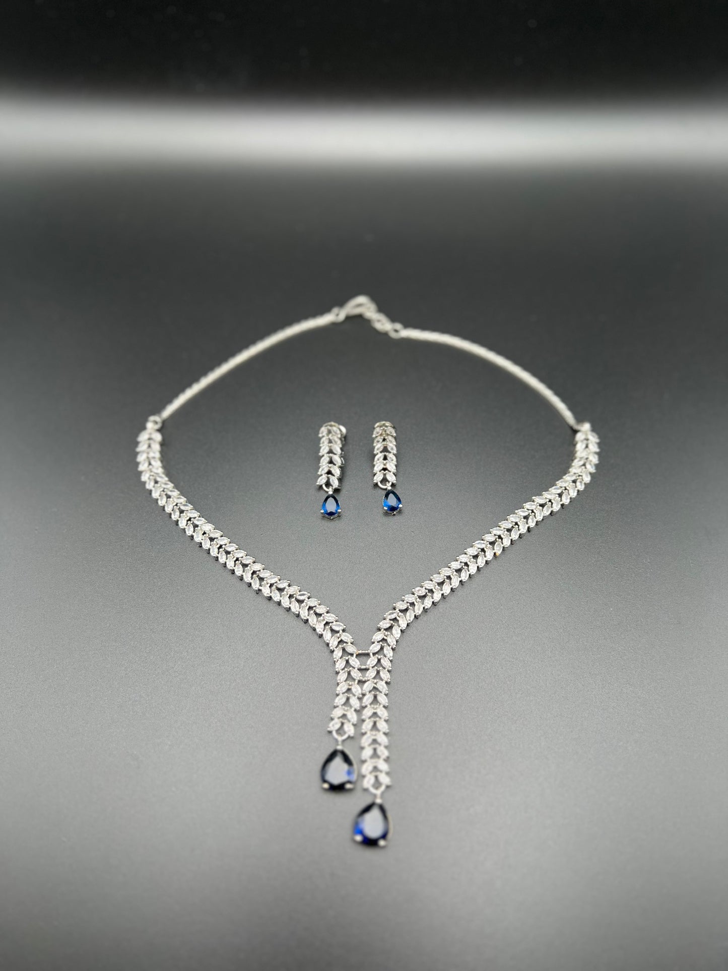Classic Sapphire-Tone Drop Necklace