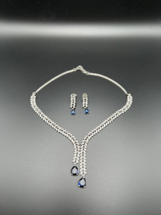 Classic Sapphire-Tone Drop Necklace