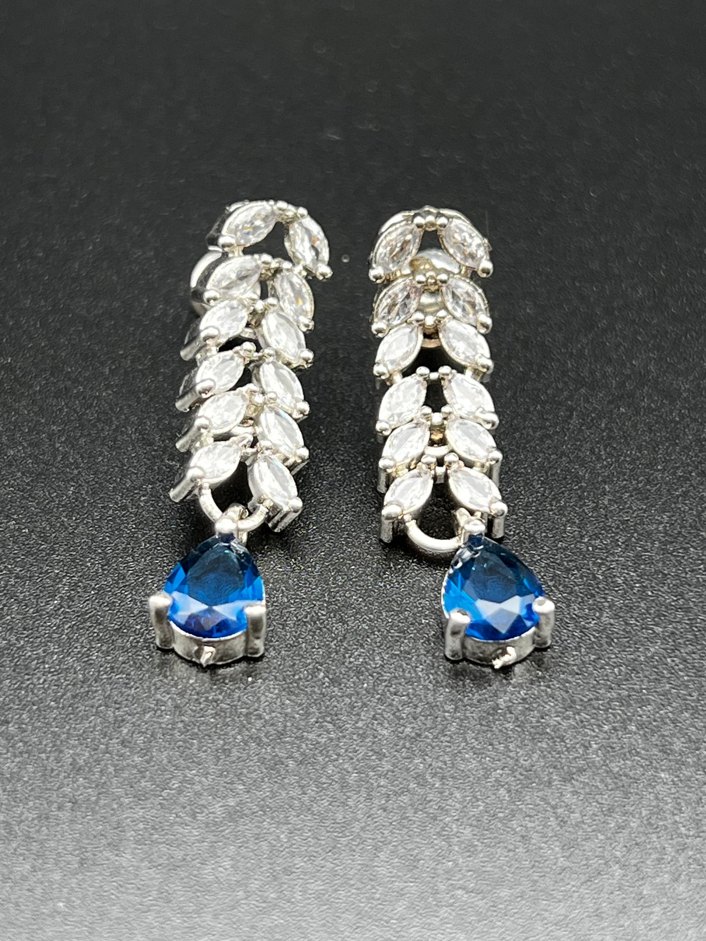 Classic Sapphire-Tone Drop Necklace