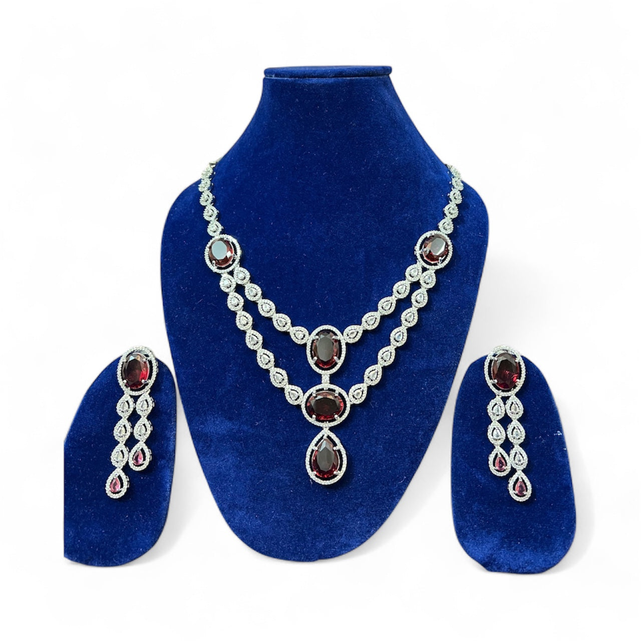 Bridal Ruby set with zirconia crystals