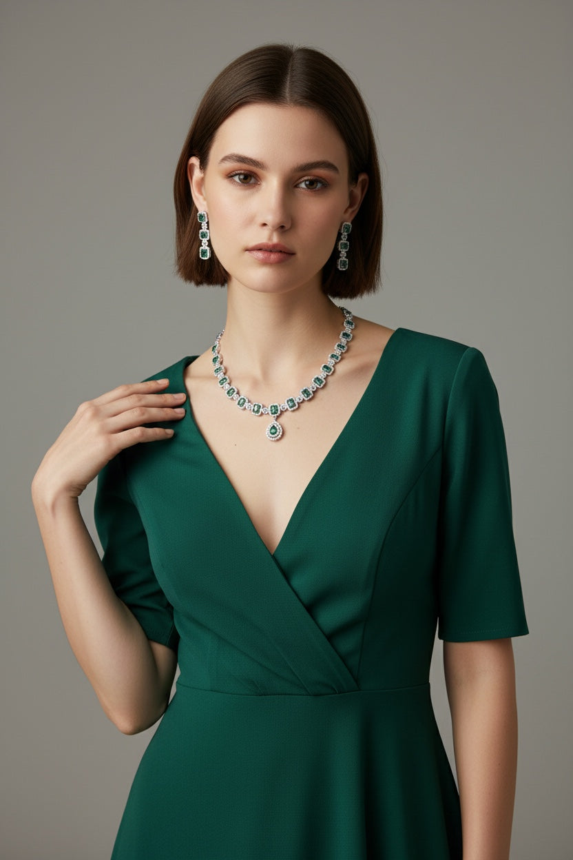 Elegant Aura Cubic Zirconia Necklace & Earring Set